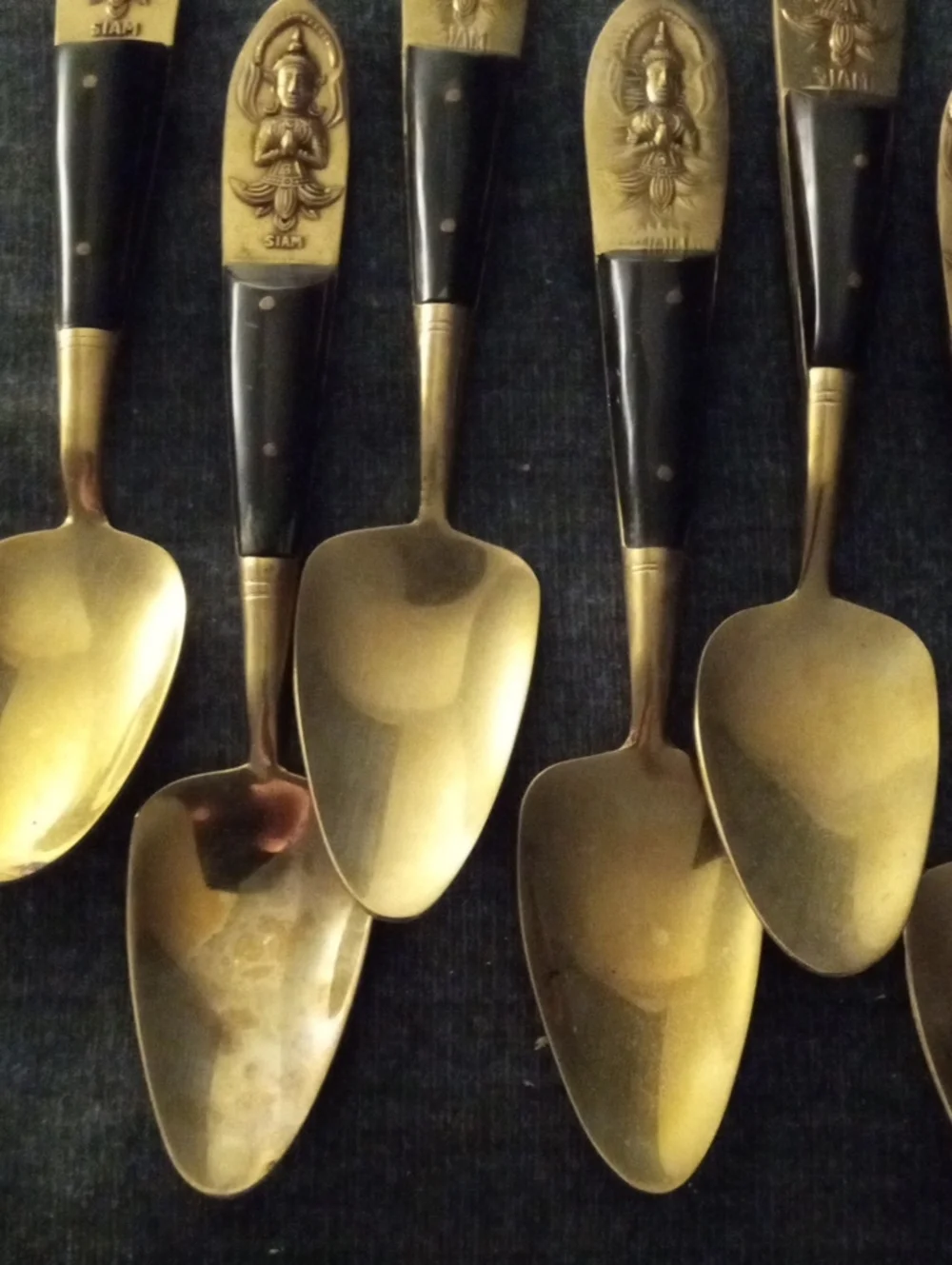 Vintage SIAM Brass & Rosewood Spoons
